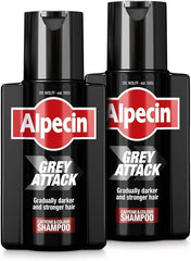 Alpecin Gray Attack bottle front with dual-pack branding for easy color maintenance.