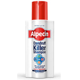 Alpecin Powerful Dandruff Killer Shampoo bottle front, highlighting the new formula for scalp refreshment.