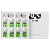 Alphainfuse scalp serum bottle promoting fuller-looking hair and healthy scalp