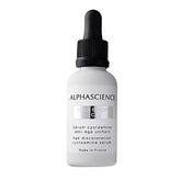 ALPHASCIENCE Mela Bright C+ Serum bottle shown for daily skin protection.