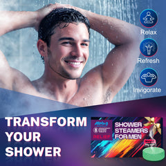 ALPLUG shower steamer on shower floor releasing essential oils