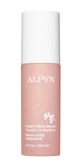 Alpyn Beauty Instant Brightening Glow Serum bottle with pump, ready for brightening.