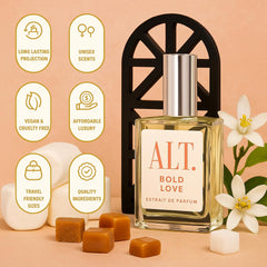 ALT. FRAGRANCES Bold Love 100ml bottle side for daily wear appeal.