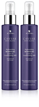 Alterna Caviar Anti-Aging Leave-In Milk bottle delivers deep hydration for dry hair
