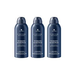 Alterna Caviar Anti-Aging Working Hairspray travel-size bottle for buildable hold and shine