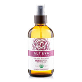 Alteya Organics Rose Water bottle front view for daily refreshing hydration.