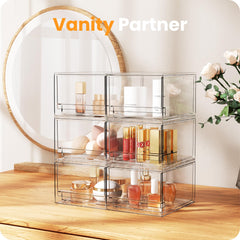 A-LuGei clear bathroom storage bin helps declutter countertops with visibility.