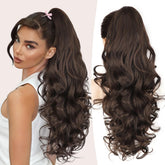 ALXNAN claw clip ponytail in dark chocolate brown with secure attachment for instant volume.
