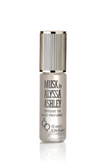Alyssa Ashley Musk perfume oil roll-on, convenient application for subtle scent touch-ups.