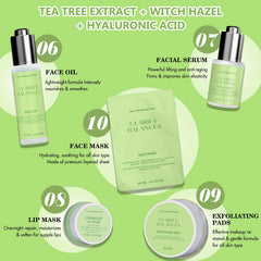 AM AROMANTRA Face Serum pump targets uneven tone with Tea Tree and Witch Hazel.