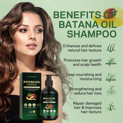 AMOADO Batana Oil Shampoo close-up showing lush lather and rich texture.