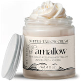 Amallow beef tallow whipped cream jar indicates rich hydration for sensitive skin
