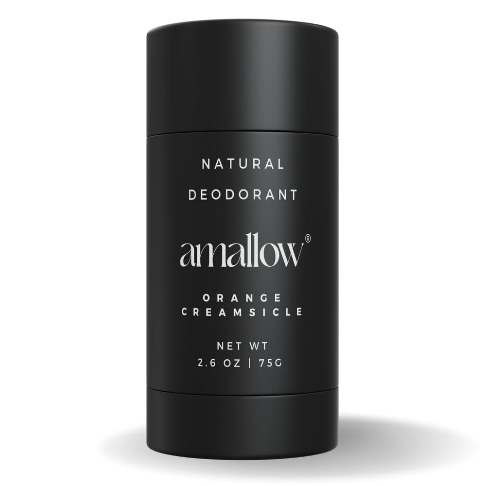 Amallow Orange Creamsicle deodorant tube front for all-day freshness.