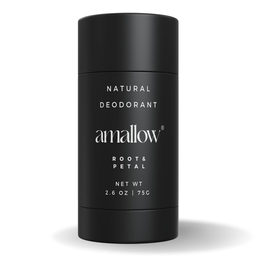 Amallow root-petal deodorant tube with natural formula for all-day odor protection.