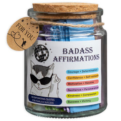 AMAQUANG Badass Affirmation Jar front view inspires daily motivation.