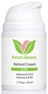 Amara Beauty Retinol Cream bottle pour for nightly skincare