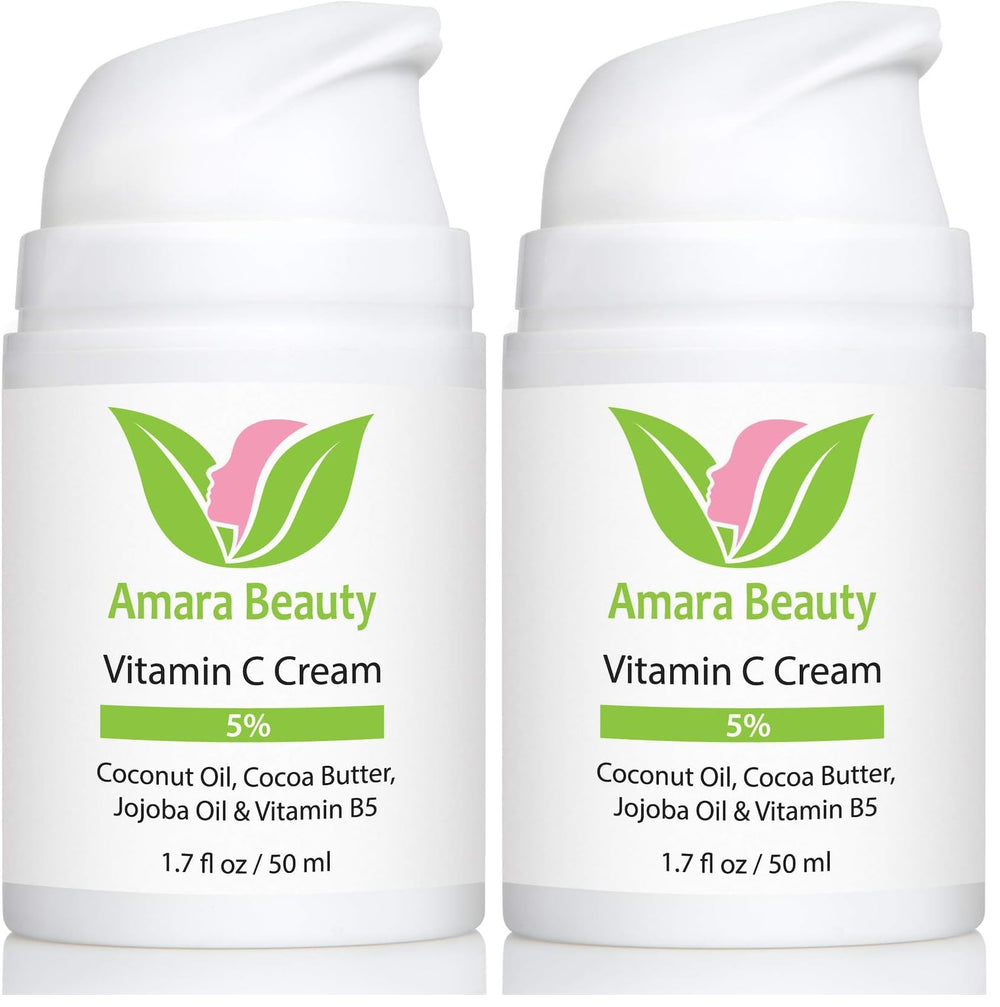 Amara Beauty Vitamin C Cream pack of 2 bottles for daily hydration and glow.