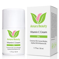 Amara Beauty Vitamin C Cream texture swatch on skin illustrating creamy consistency.
