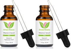 Amara Beauty Vitamin C Serum bottle with brightening benefits for radiant skin.
