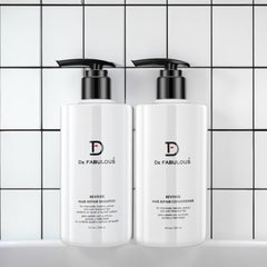 Amazon Series DF Reviver Set bottle shows color-safe, sulfate-free formula for damaged, porous hair.