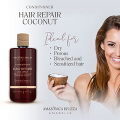AMAZÓNICA BELEZA AMABELLE coconut oil jar highlighting nourishment for hair