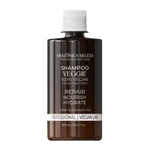 Amazonica Beleza Veggie Refiner Shampoo bottle with vegan formula for all hair types.