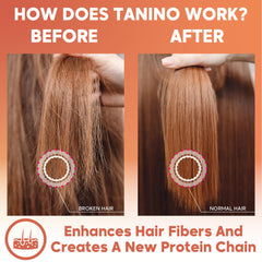 Amazonliss Tanino extreme shine closeup with glossy hair strands