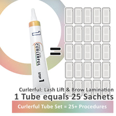 Amber Lash Curlerful brow lamination kit box showing professional contents