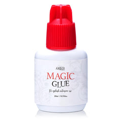 Amber Lash Magic Glue bottle closeup for professional lash extensions.