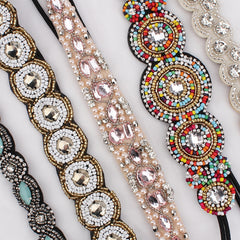 AMCAMI beaded headband with elastic fit keeps hair neatly in place all day.
