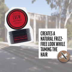 Dry hair styling with American Crew Hair Cream Pomade for natural texture.