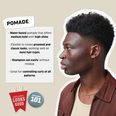 American Crew pomade texture shot illustrating flexible control across hair types