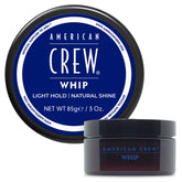 American Crew Whip Styling Cream bottle closeup with light hold and natural shine.