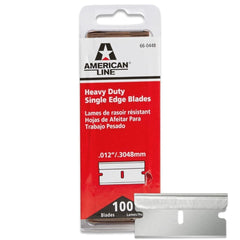 American Line 100-pack single edge razor blades for versatile scraping tasks.
