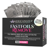 Americanails FastFoils foil wrap showing heat trapping for faster removal.