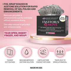 Americanails FastFoils 100 percent pure acetone pad for efficient removal.