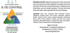 A close-up of AminoGenesis E.Y.E Control being applied to the eye area.