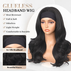 Aminow Wavy Headband Wig on model side view for versatile styling.