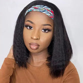 Aminow kinky straight headband wig on model for effortless wear and natural hairline