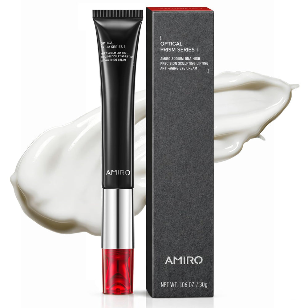 AMIRO crème yeux avec lumière rouge pour hydratation ciblée et raffermissement.