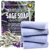 Amish Farms Sage Soap Bar with lavender scent provides gentle cleansing and calming aroma.
