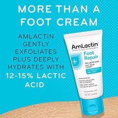 AmLactin softens rough heel skin with a before-and-after look.