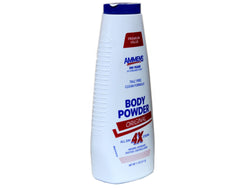 AMMENS Body Powder Original texture close-up showing soothing care after bathing.