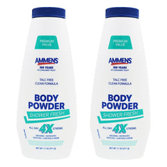 AMMENS Powder Shower Fresh pack front shows convenient all-day moisture absorption.