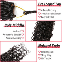 AMUMI Goddess Locs crochet hair 18 inch pre-looped design for easy installation.