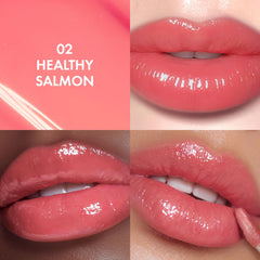Amuse Seoul Jel-Fit Tint Healthy Salmon lip swatches reveal long-lasting color with comfortable wear.