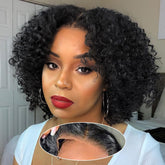 Amygirl Wear and Go glueless bob wig with 4x4 curly lace front for quick styling