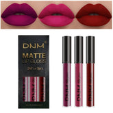 AMY'S DIARY 3Pcs matte lipstick set with dark red and purple shades for versatile looks.