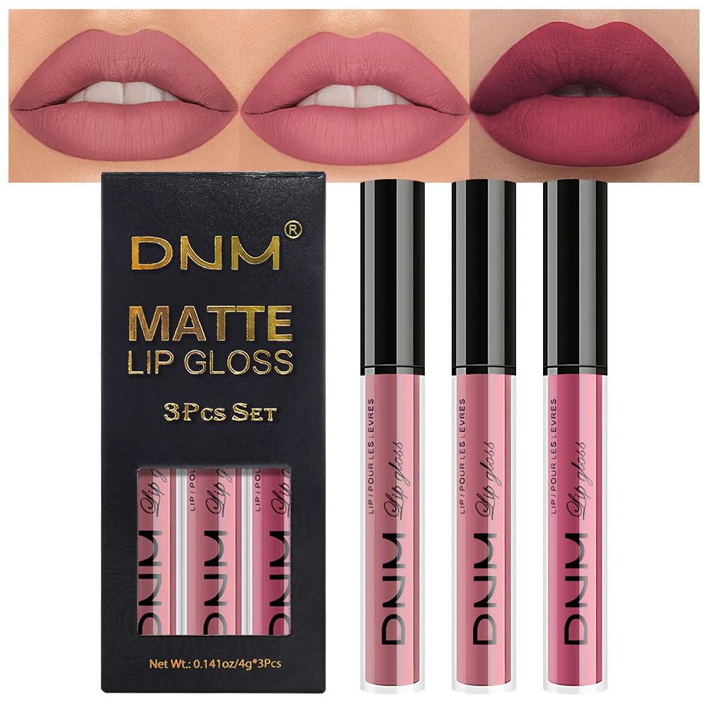 AMY'S DIARY 3Pcs matte rose-pink lipsticks swatches for versatile looks.