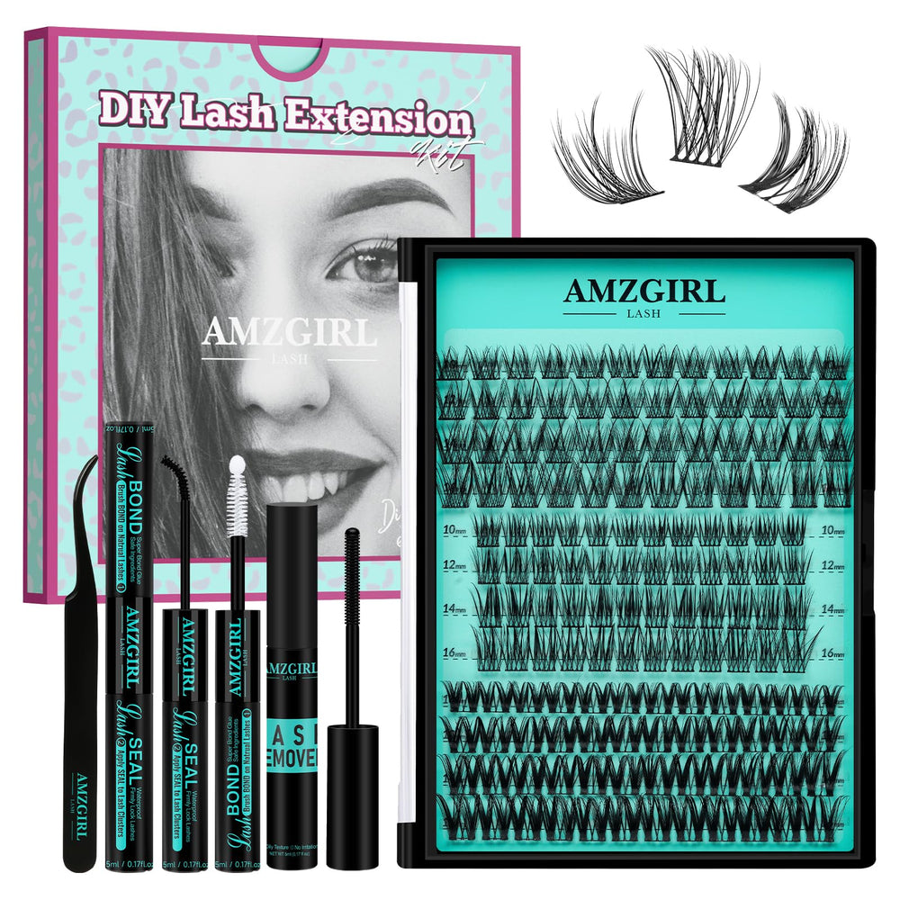 AMZGIRL LASH DIY kit with wispy cluster lashes for at home volume